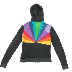 Aviator Nation Hoodie Sweatshirt Sunburst Rainbow